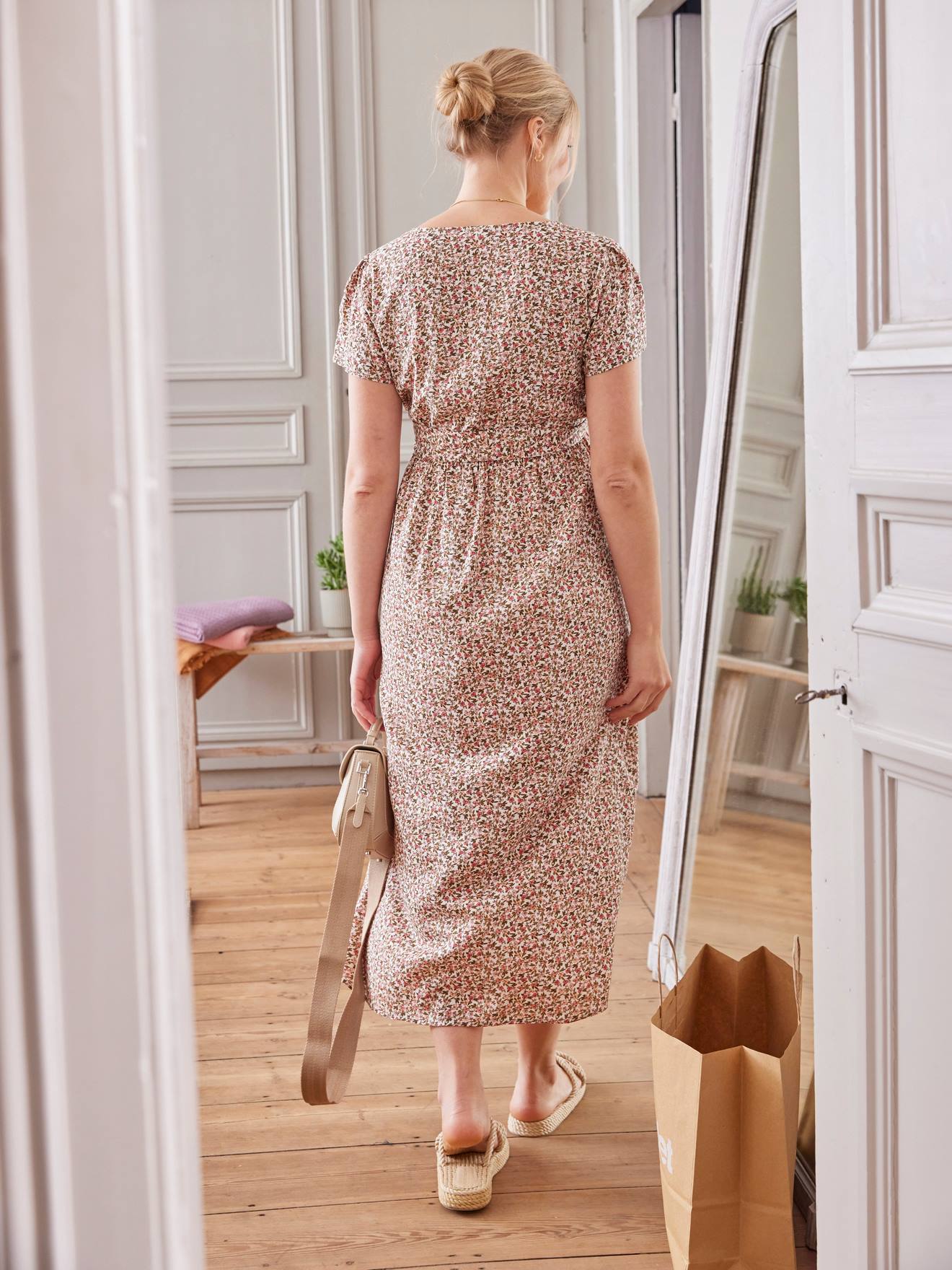 Vertbaudet Kleid mit Bindegürtel, Schwangerschaft & Stillzeit - ziegel