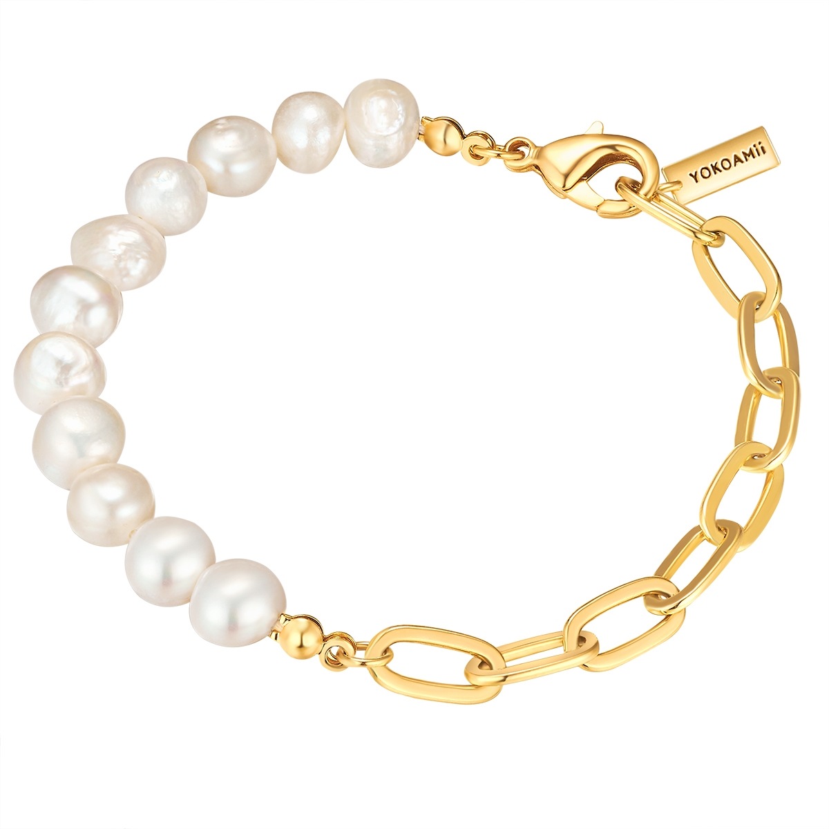 Armband Metall Süßwasser-Zuchtperle in Gelbgold