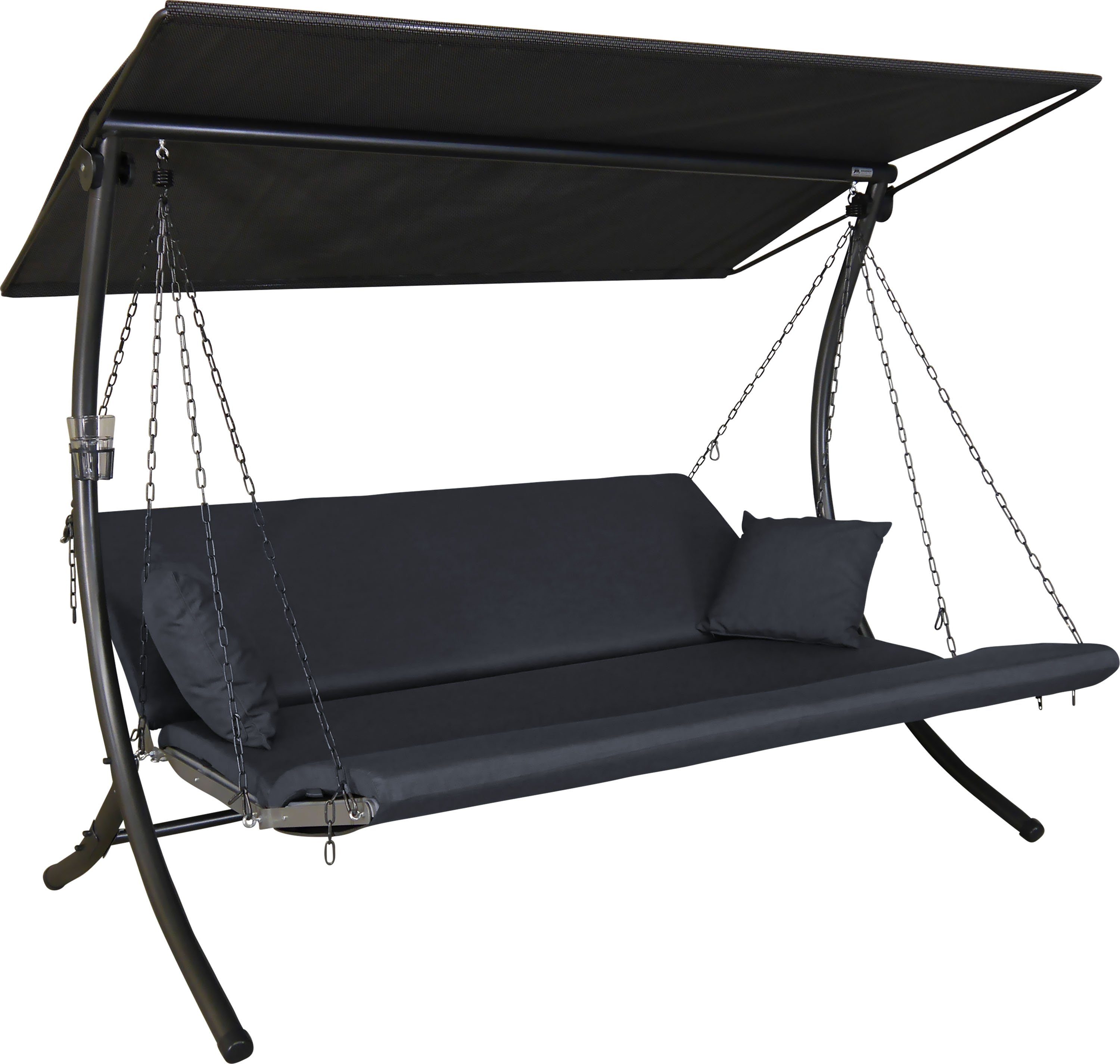 Angerer Freizeitmöbel Hollywoodschaukel Luxus Zip anthrazit, 3-Sitzer, Bettfunktion, BxTxH: 210x145x160 cm