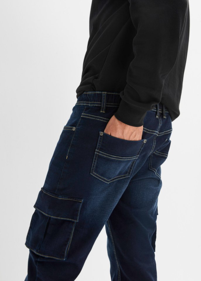 Regular Fit Schlupf-Cargo-Jeans, Straight