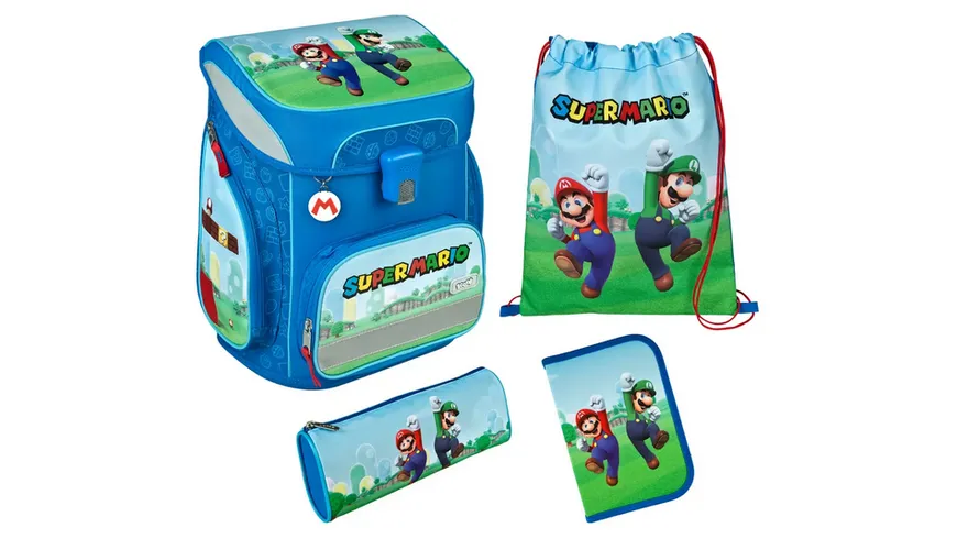 scooli Schulranzen-Set Easy Fit SUPER MARIO 5teilig