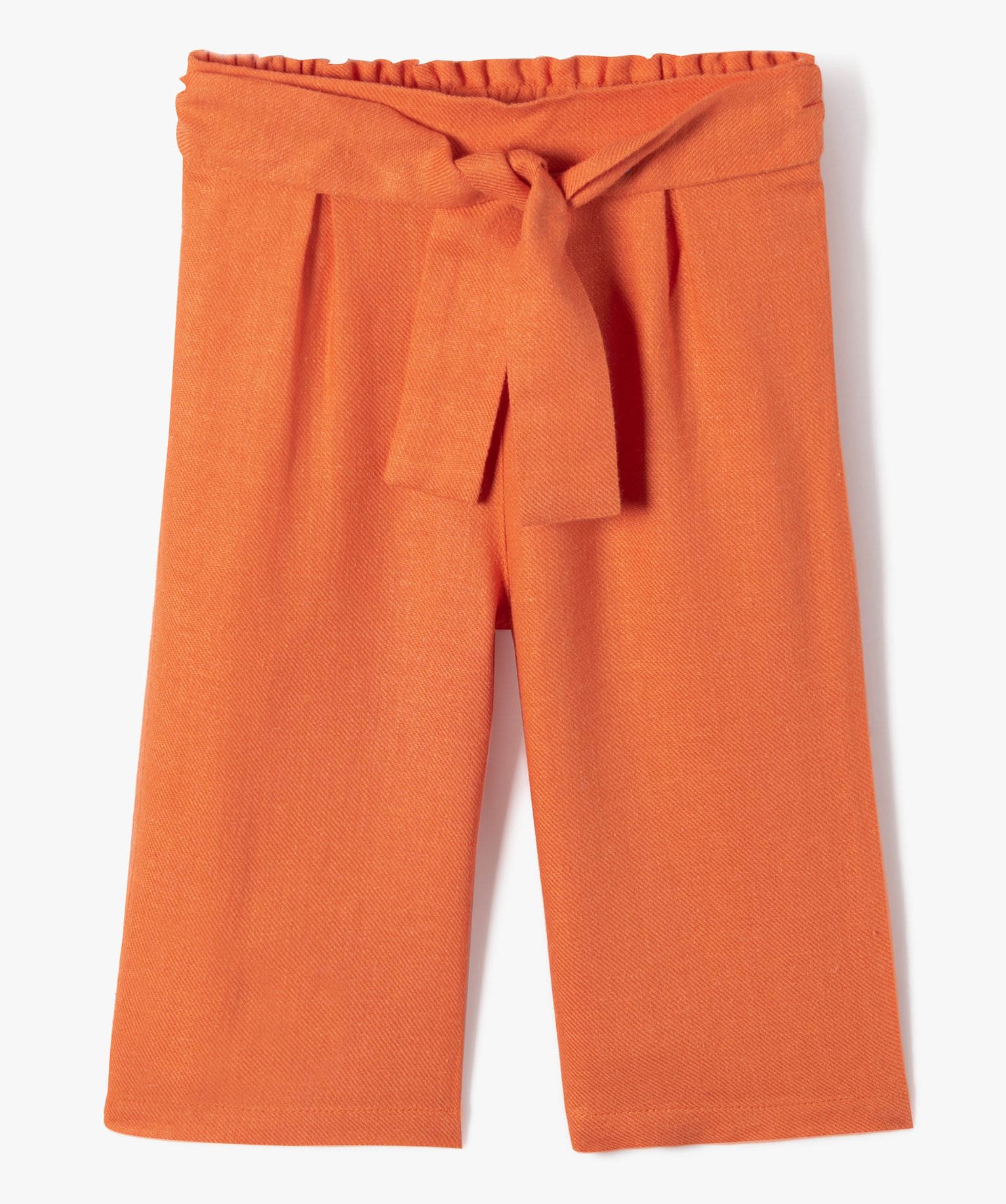 Pantalon bébé fille large en lin et viscose orange | GEMO