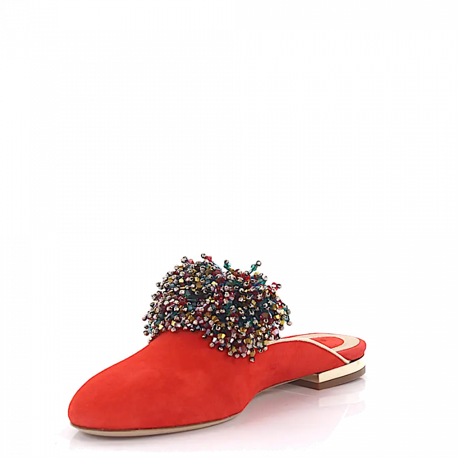 Elie Saab - Slipper Schmuckstein rot - rot