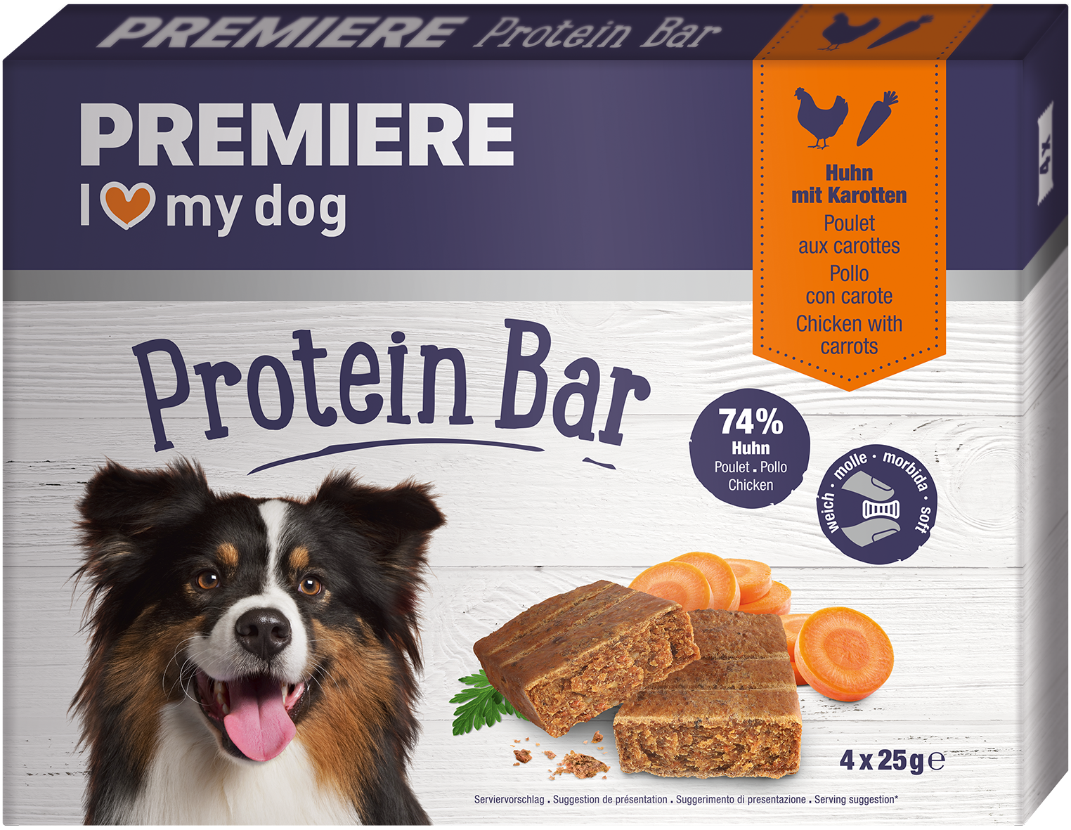 PREMIERE Snacks PREMIERE Proteinriegel 4x25 g Huhn mit Karotte
