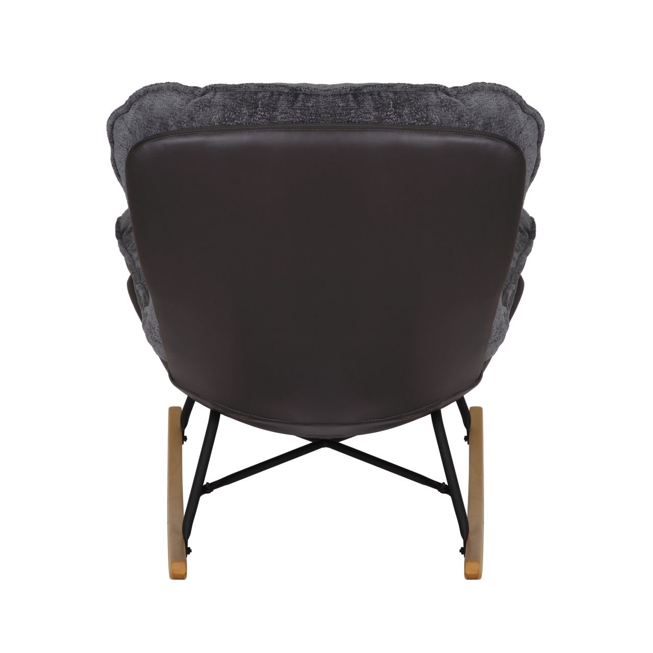 Better Home gepolsterter Schaukelstuhl Relaxsessel mit Buchenholzsockel, grau & schwarz