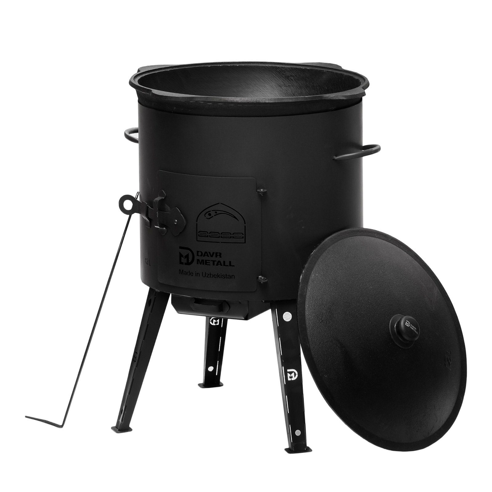 Feuerstelle Ø40 2mm stahl Utschak Campingofen 12L Kazan Rund, (Kasan Feuerstelle Feldküche Außenküche Eintopfofen Gulaschkanone Uchag)