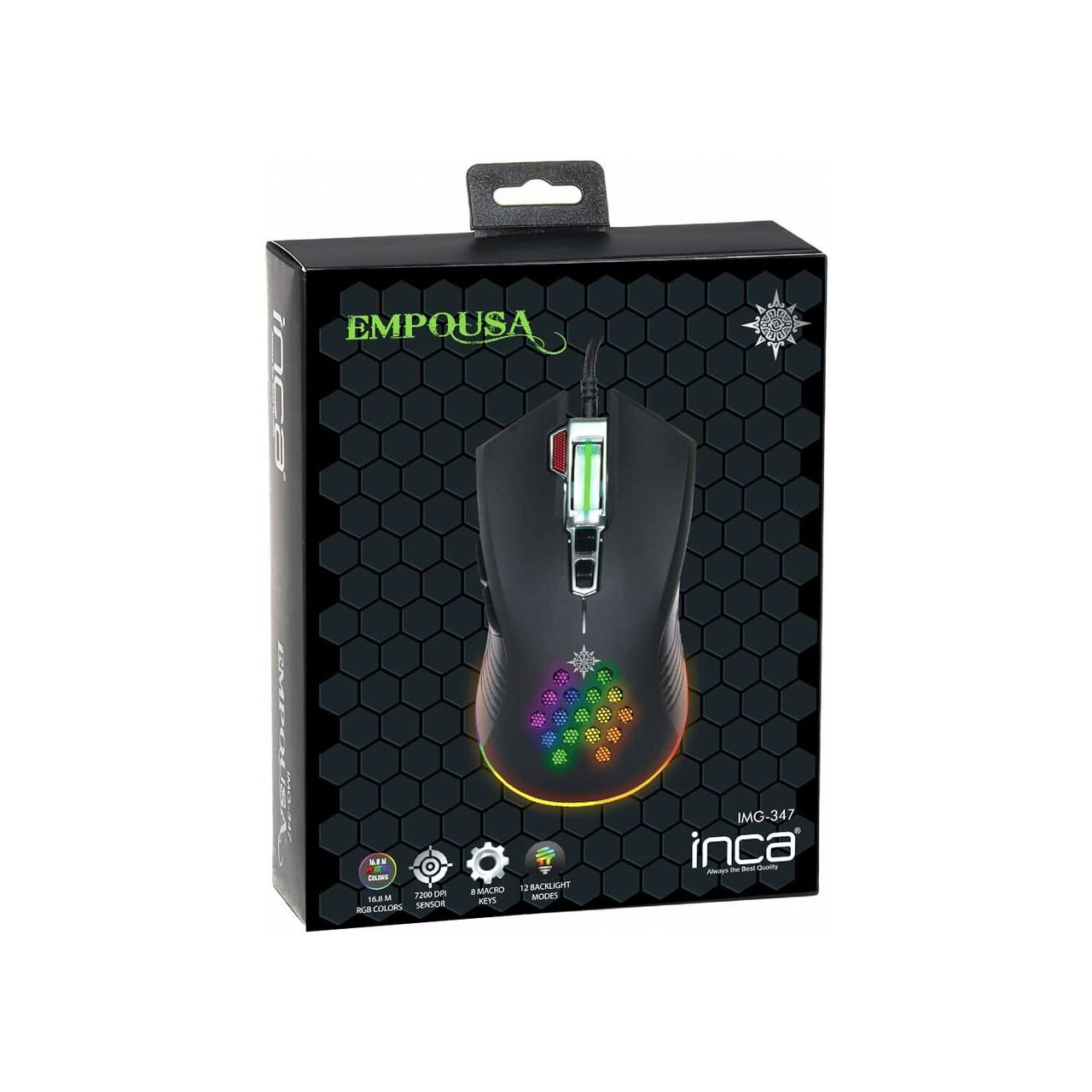 Inca IMG-347 Emmpousa RGB 7200 DPI Maktrotasten Professionelle Gaming-Maus schwarz