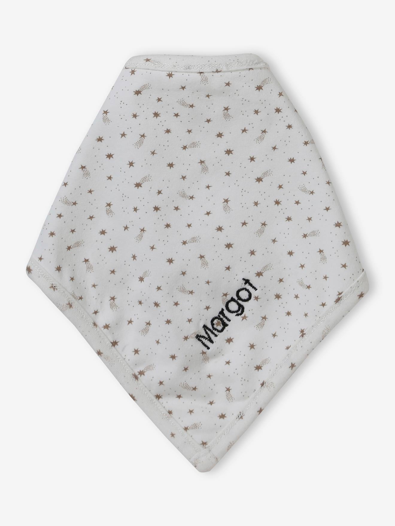Ensemble bonnet + moufles + foulard + sac bébé fille imprimé personnalisable écru