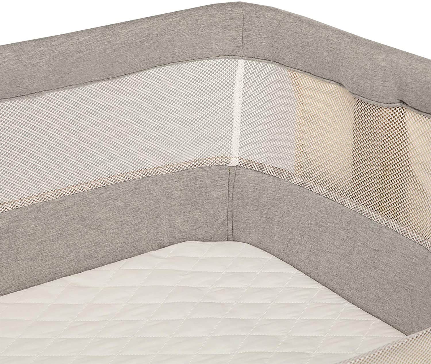 lionelo Kinderbett Leonie Beige Baby 3in1 Beistellbett Matratze Schaukelfunktion, 5-stufige Höhenverstellung, Neigungsverstellung, feststellbare Räder, Wiegefunktion durch umklappbare Beinenden