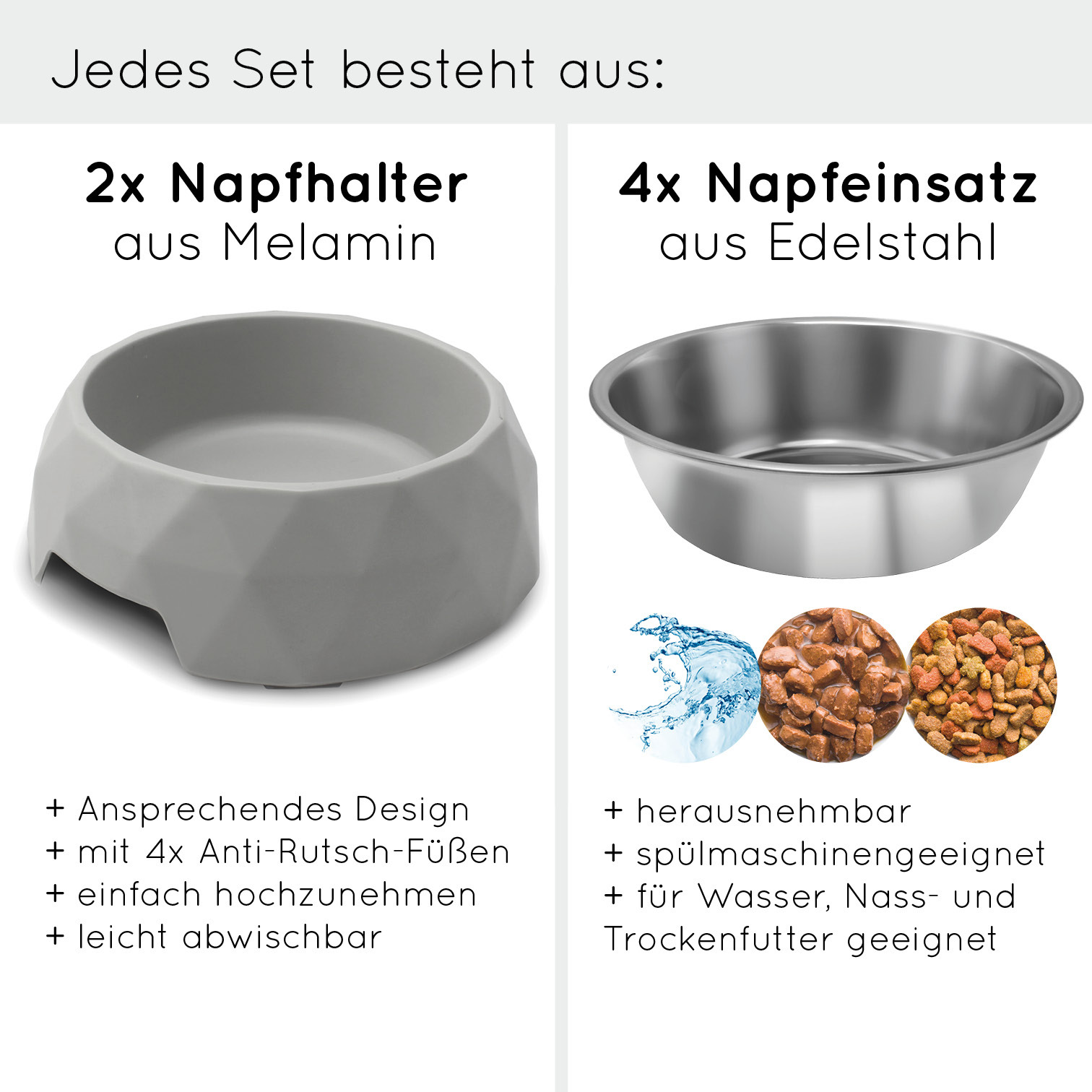 KaraLuna Futternäpfe KaraLuna Napfset mit 4 Napf Einsätzen 0,7 cm³