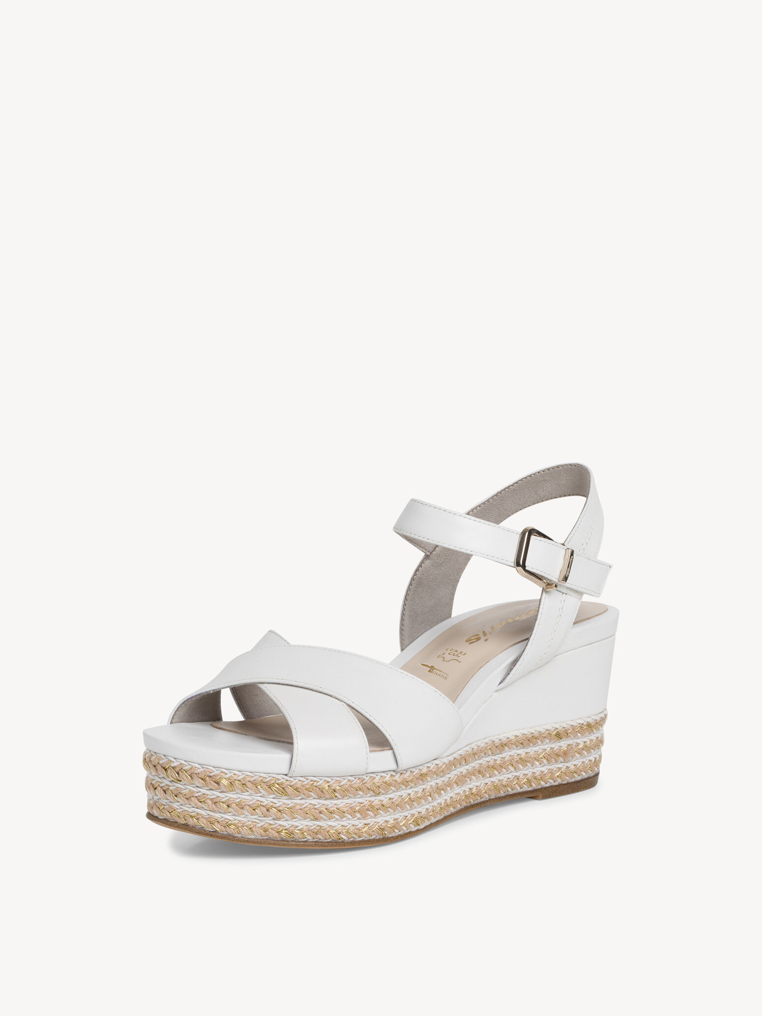 Sandale à talon en cuir - blanc
