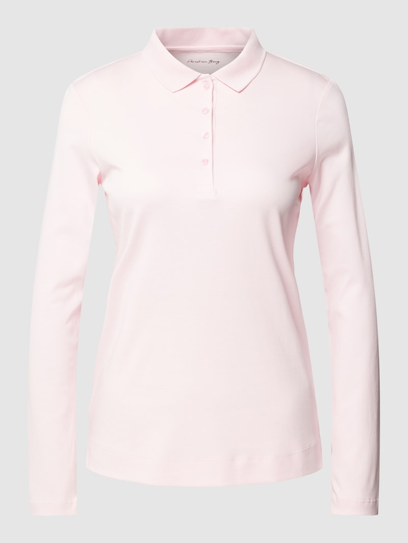 Longsleeve mit Polokragen in hellrosa