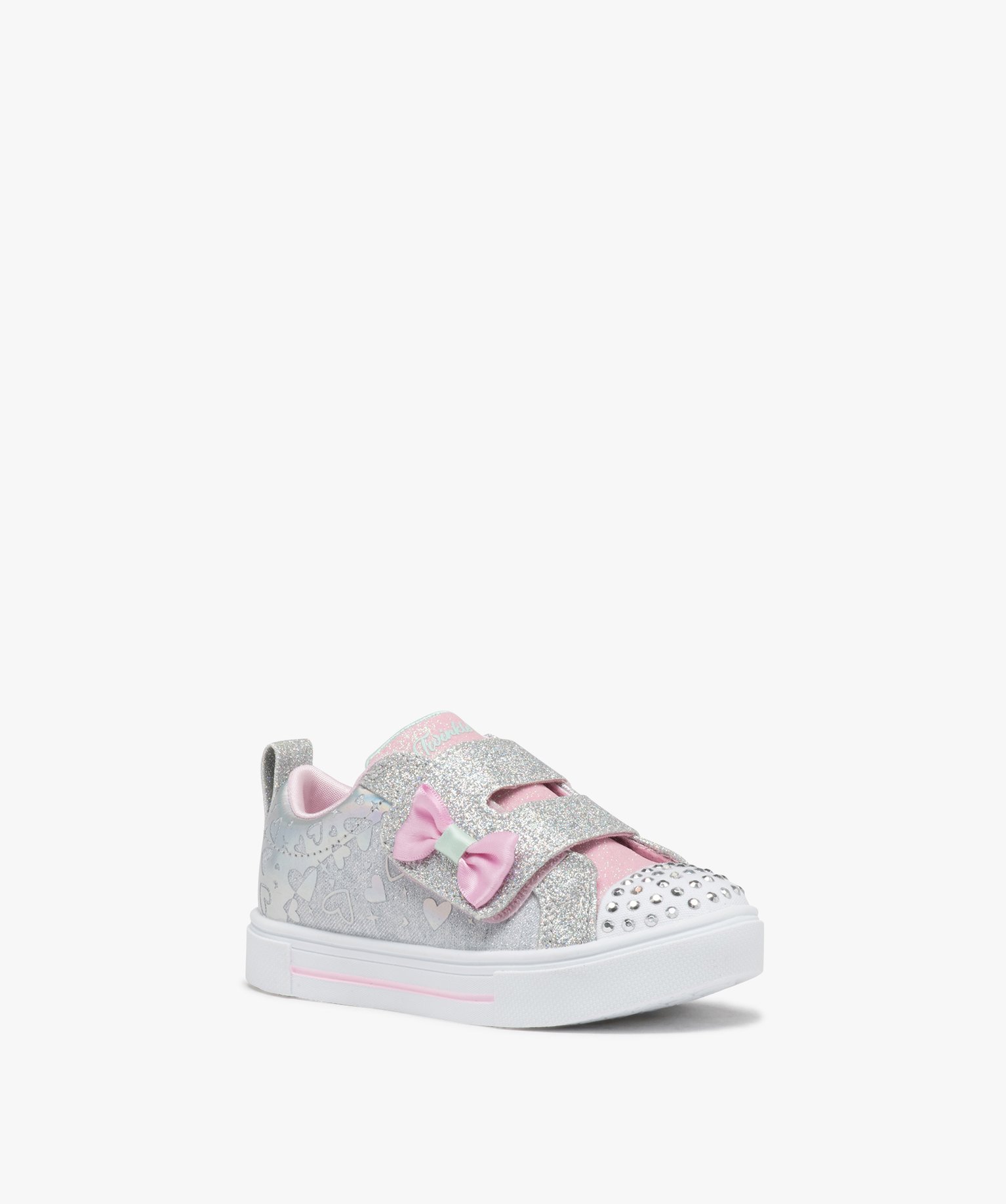 Baskets fille à paillettes avec bout lumineux - Skechers gris | GEMO