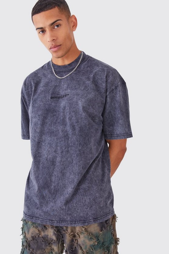 Oversize Man Official T-Shirt mit Acid-Waschung