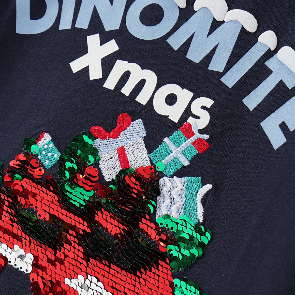 Jungen Weihnachtslangarmshirt mit Pailletten dunkelblau