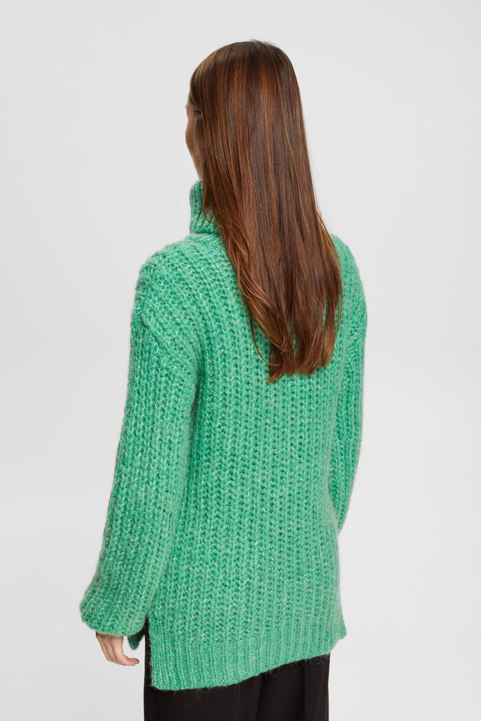 Grobstrickpullover mit Rollkragen, mit Alpaka und Wolle