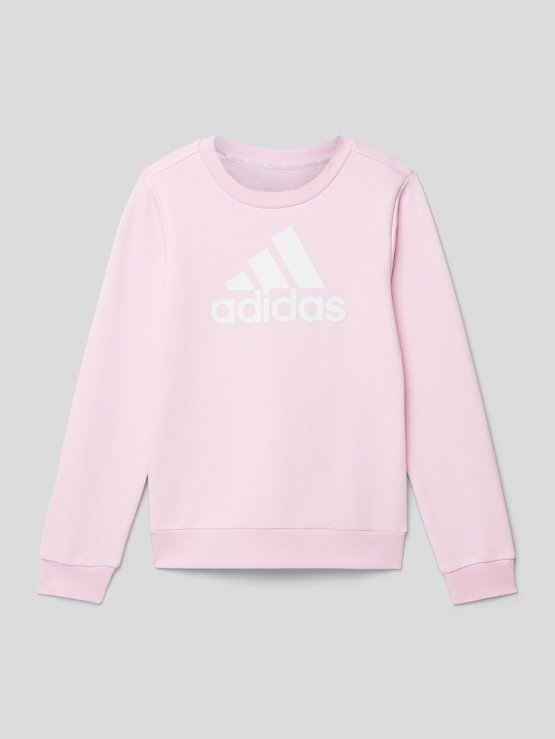 Sweatshirt mit Label-Print in hellrosa