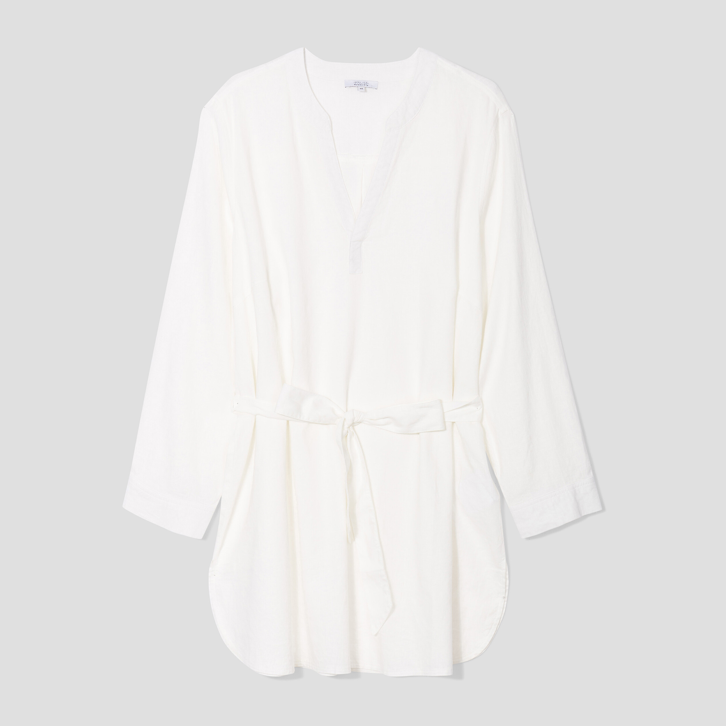 Blouse droite ceinturée lin majoritaire blanc femme grande taille | La Halle