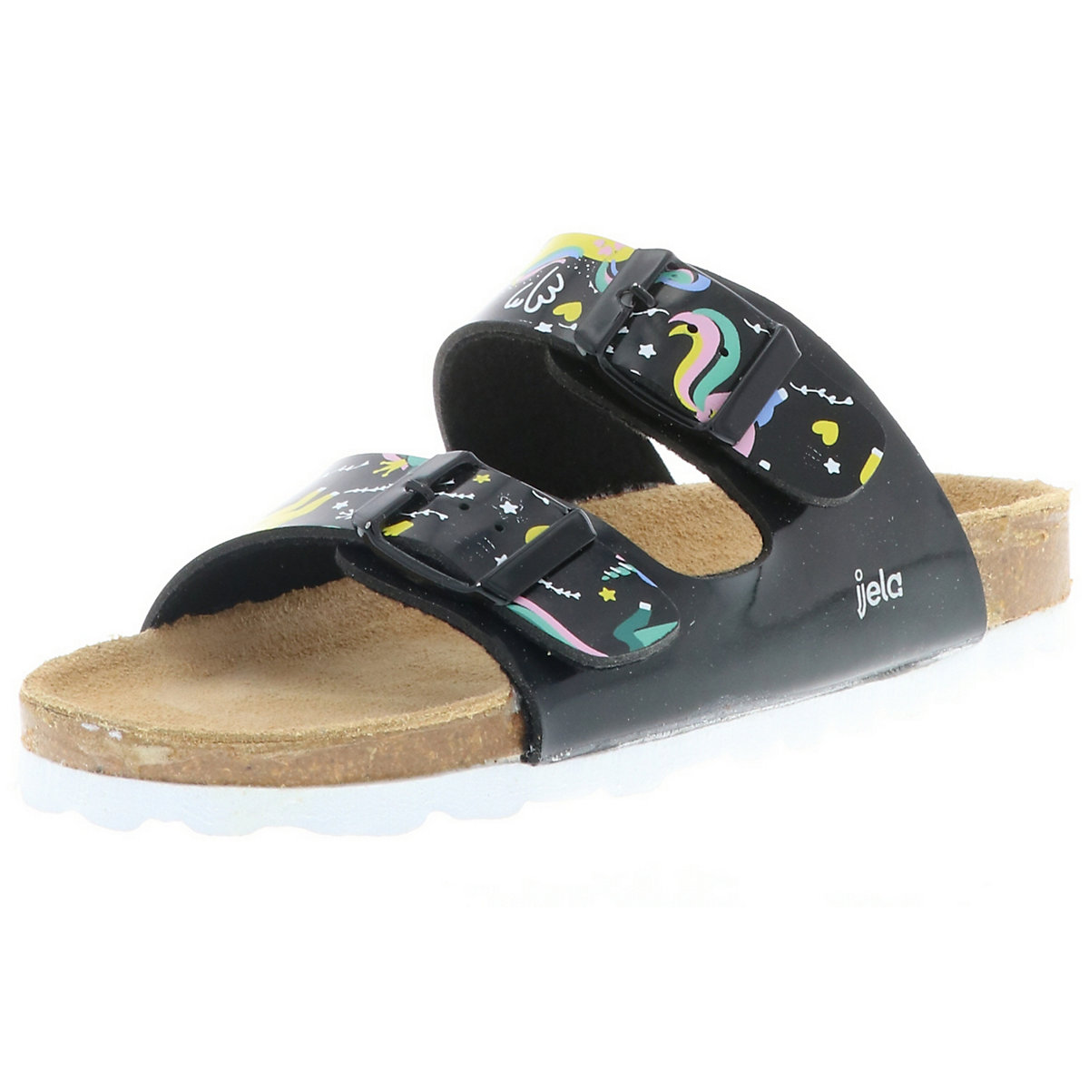 Kinder Mädchen Damen Pantoletten Hausschuhe Slipper Schlappen Einhorn schwarz/mehrfarbig