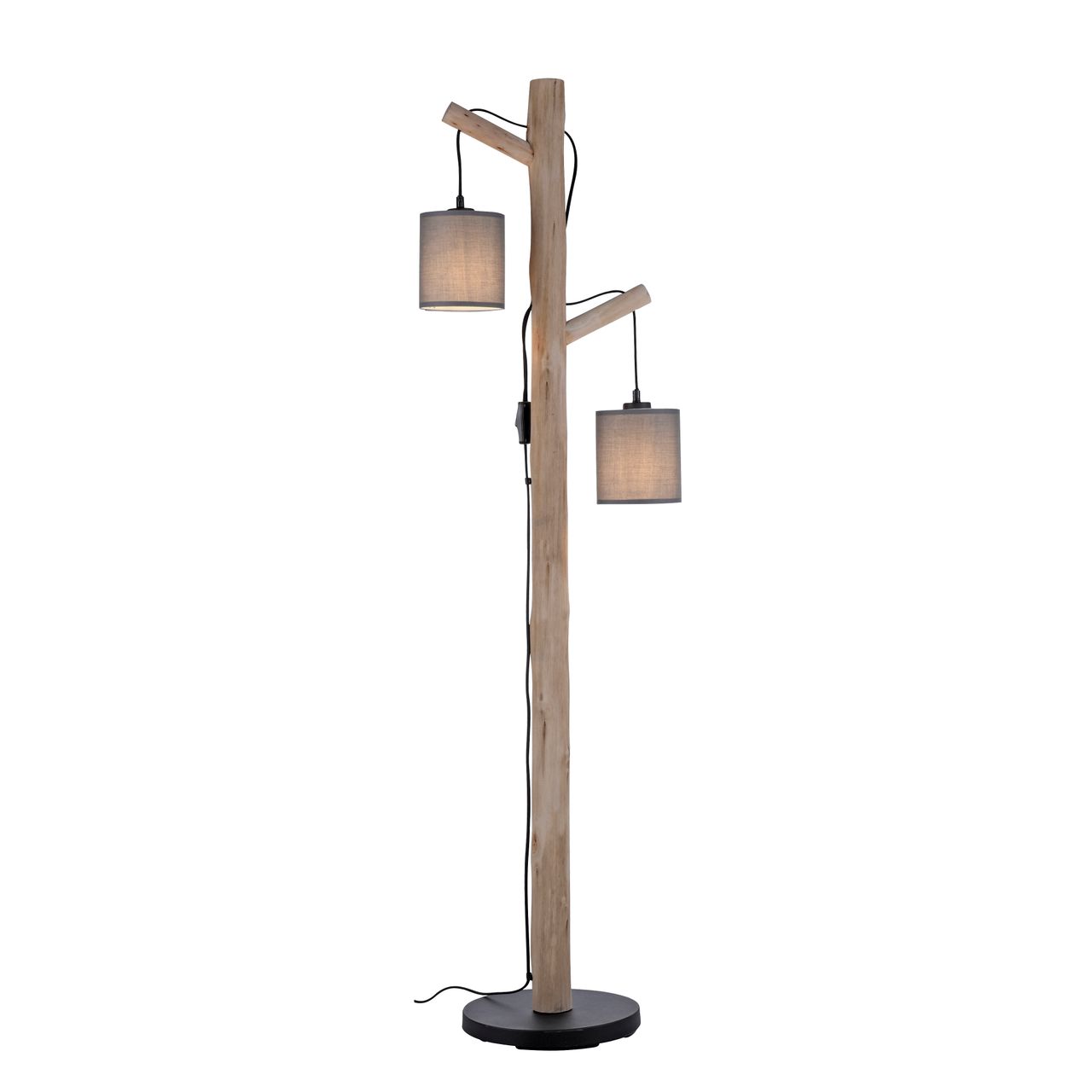 JUST LIGHT Stehleuchte GREEN TRIBU, 2x E27/10,00Watt max., Eukalyptusholz, Taupe