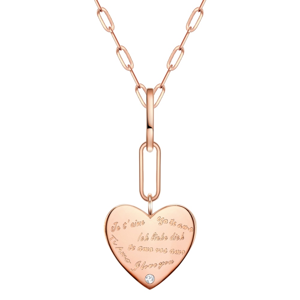Glanzstücke München Collier en argent Coeur Argent sterling Oxyde de zirconium (CZ) en Or rose collier