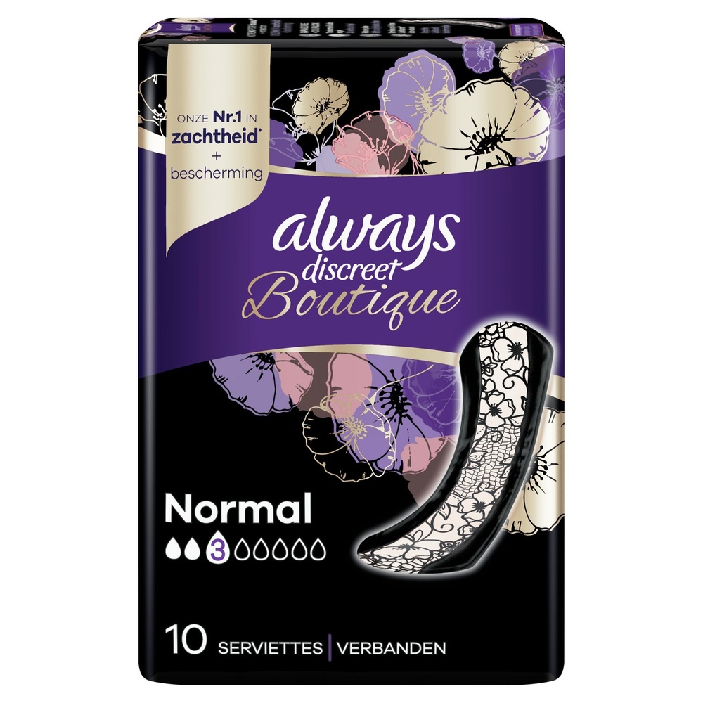always Always Discreet Boutique Pour Fuites Urinaires x10 Serviettes Hygiéniques Pour Fuites Urinaires