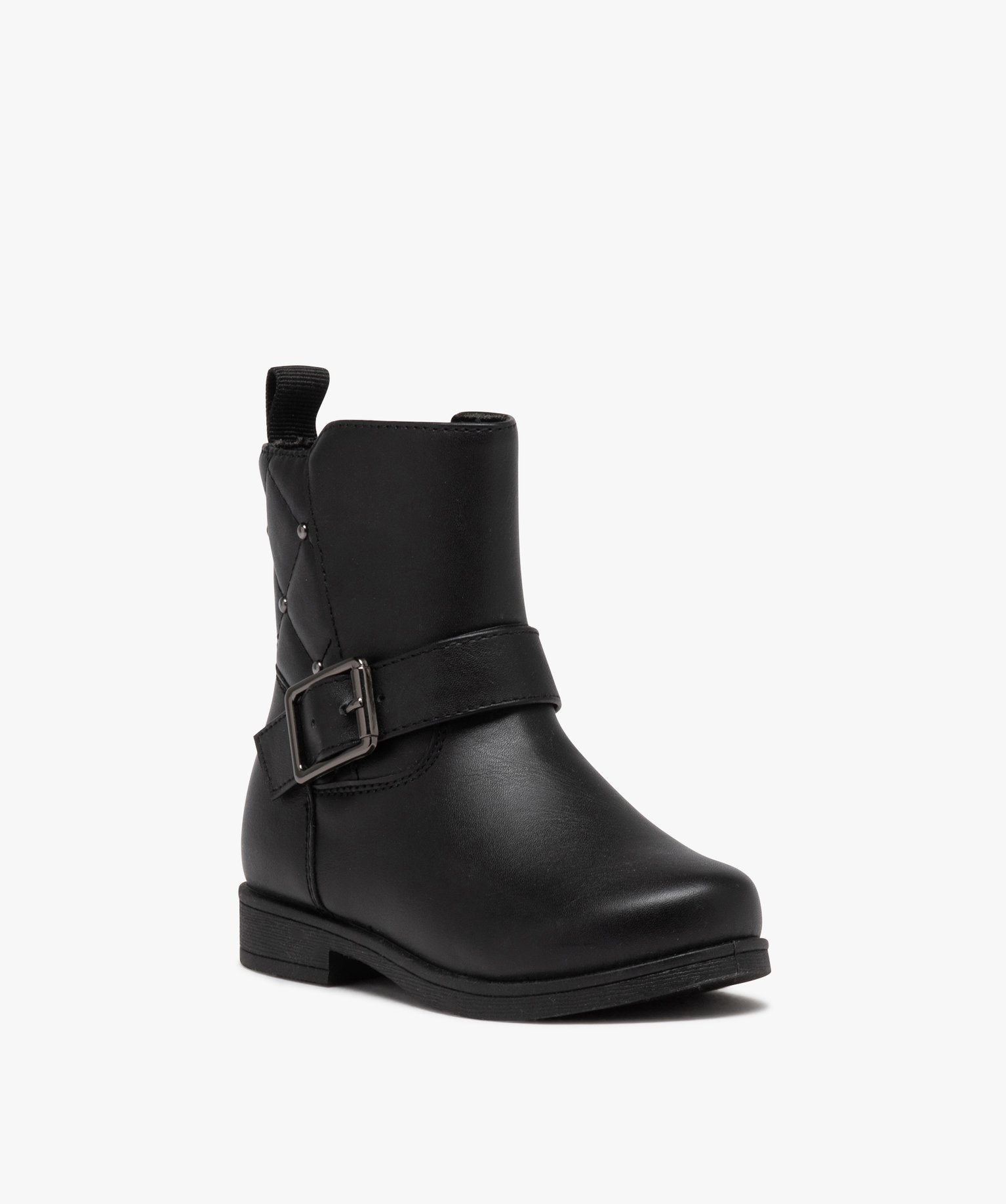 Boots à tige matelassée et rivetée fille noir | GEMO