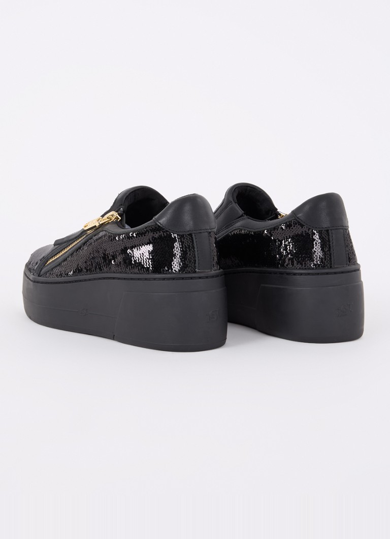 Baskets en cuir Dune London Episodic avec sequins et semelle plateforme