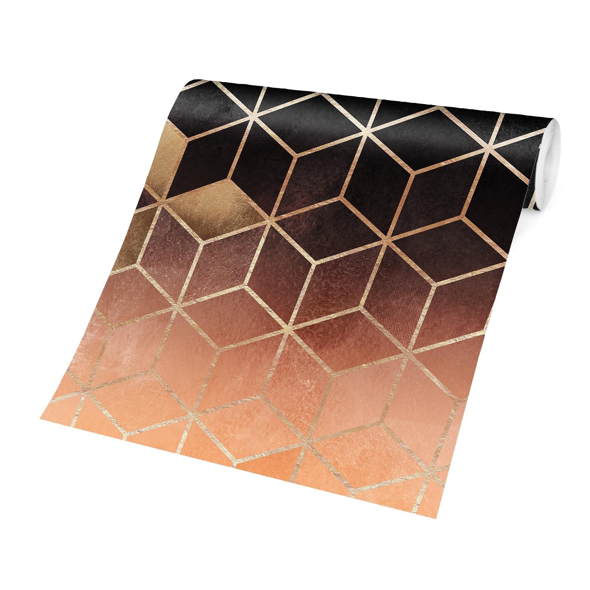 Bilderdepot24 Vliestapete Abstrakt Türkis Rosé goldene Geometrie Tapete Wanddeko Modern Kunst, Glatt, Matt, (Inklusive Gratis-Kleister oder selbstklebend), Wohnzimmer Schlafzimmer Küche Flur Fototapete Motivtapete Wandtapete