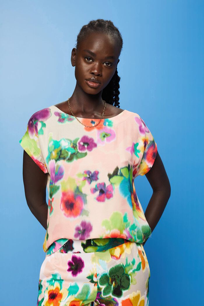 T-Shirt mit Panels aus Jersey und Satin