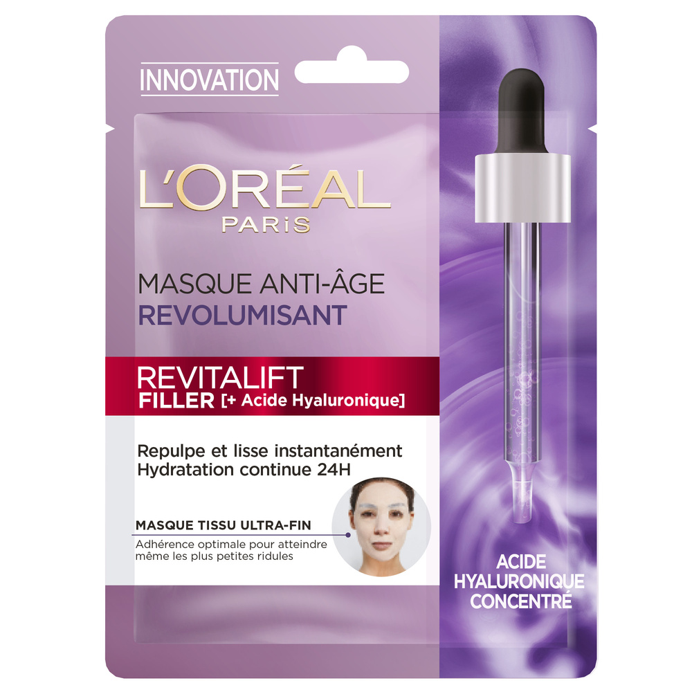 L'Oréal Paris L'Oréal Paris Revitalift Filler Masque tissu Revolumisant Anti-rides - 30g Masque Tissu Anti-Age Revolumisant Acide Hyaluronique