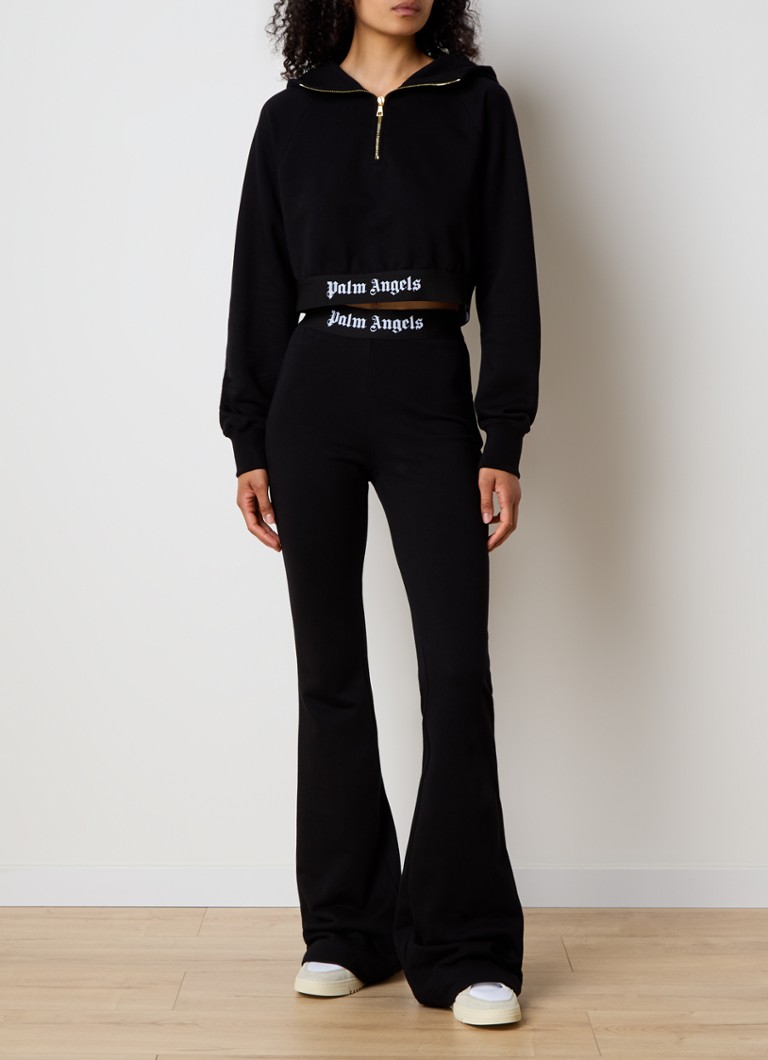 Palm Angels Sweater with half zip and logo band