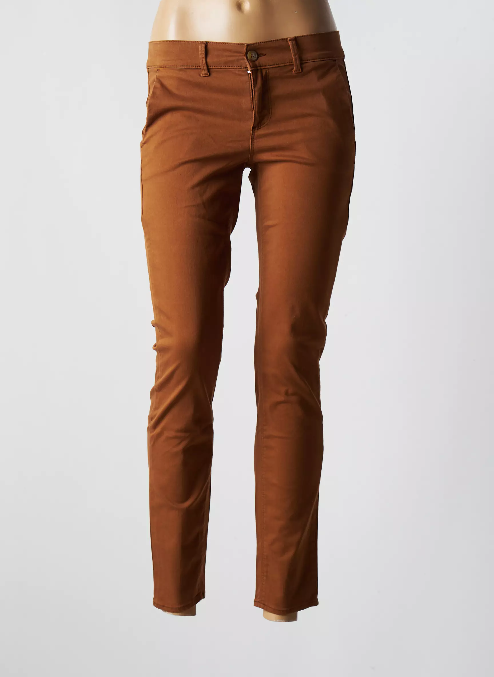 Happy Pantalons Chino Femme couleur marron