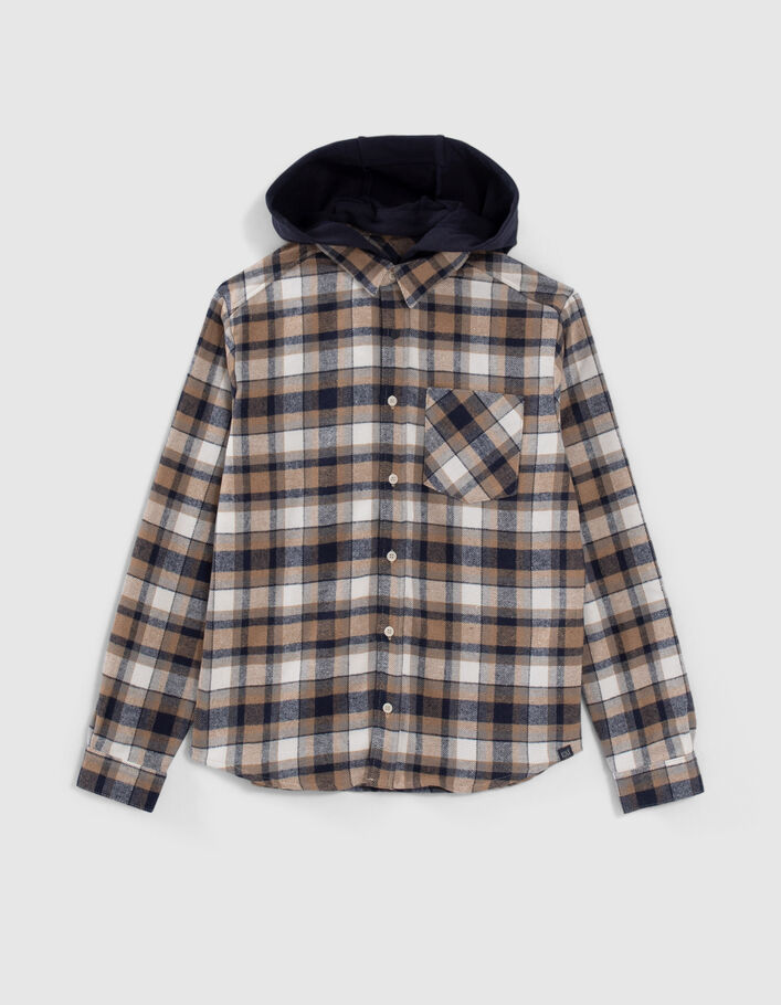 Chemise marine à carreaux à capuche amovible garçon