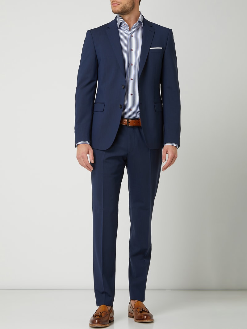 Slim Fit 2-Knopf-Sakko mit Stretch-Anteil Modell 'Herby' in marineblau