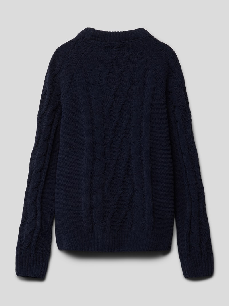Strickpullover mit Rundhalsausschnitt Modell 'Chenille' in blau