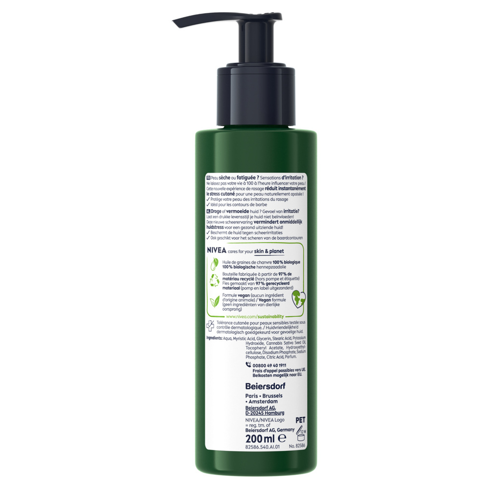 nivea SENSITIVE PRO - Crème à raser homme Ultra apaisante huile chanvre BIO Rasage homme