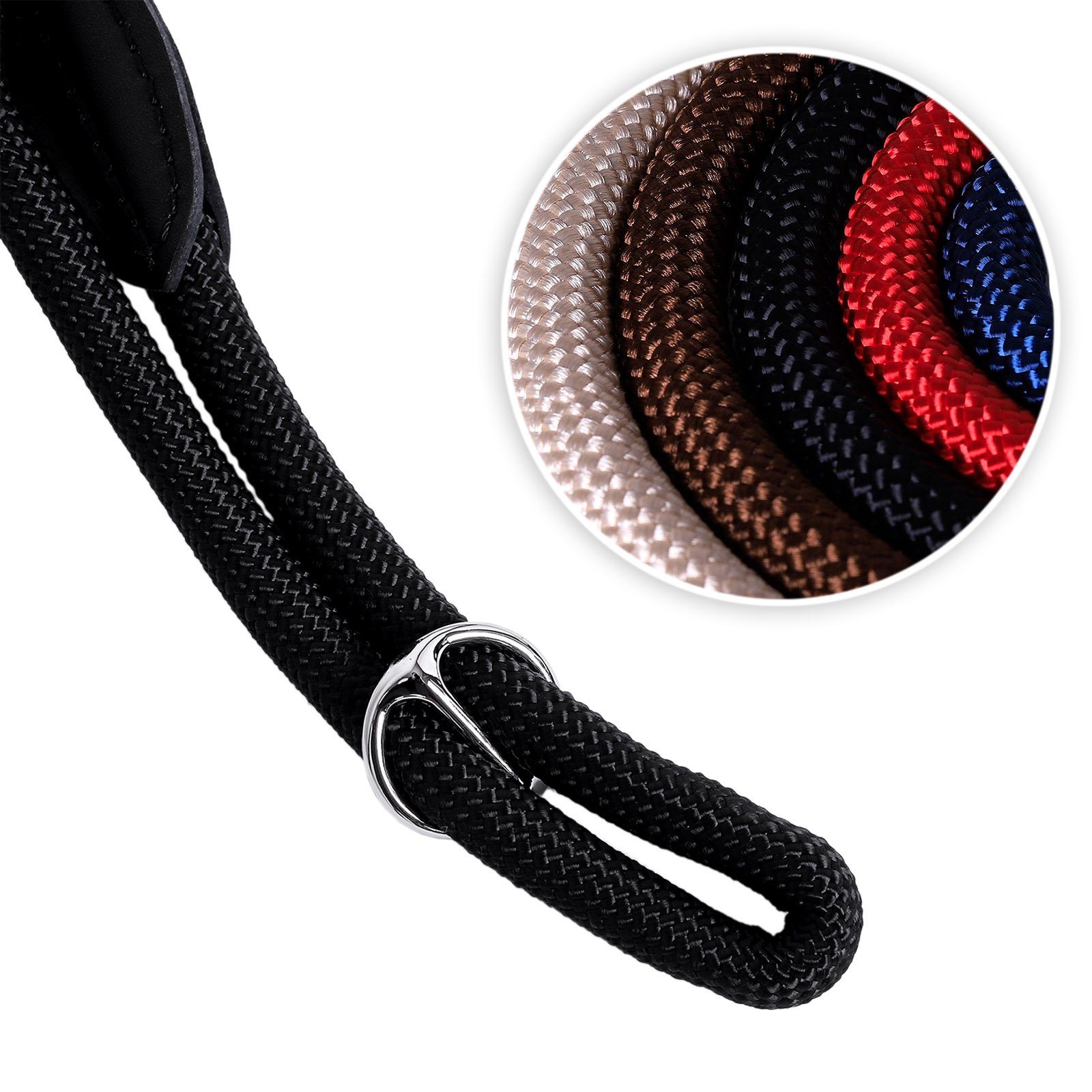 lionto Hundeleine Hundeleine mit Zugstopp, Retrieverleine, mit Zugbegrenzung, 120 cm, schwarz