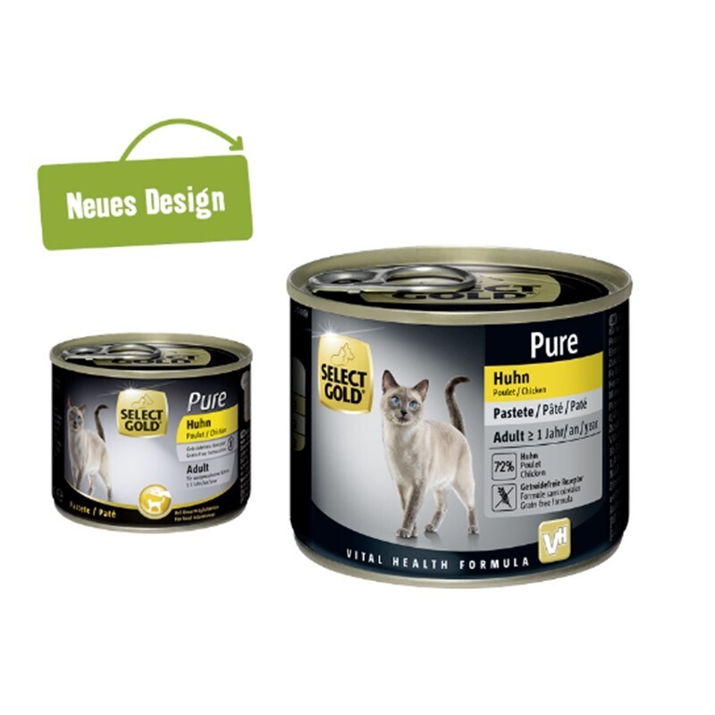 SELECT GOLD Nassfutter SELECT GOLD Pure Adult Paté Huhn 24x200 g