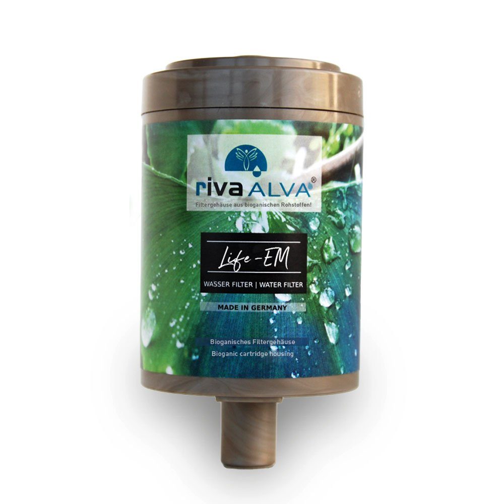 rivaALVA Wasserfilter Life-EM Trinkwasserfilter-Set, Blockaktivkohlefilter mit EM Keramik inkl. Schlauchanschluss-Set, Zubehör für Wasserhahn, Made in Germany
