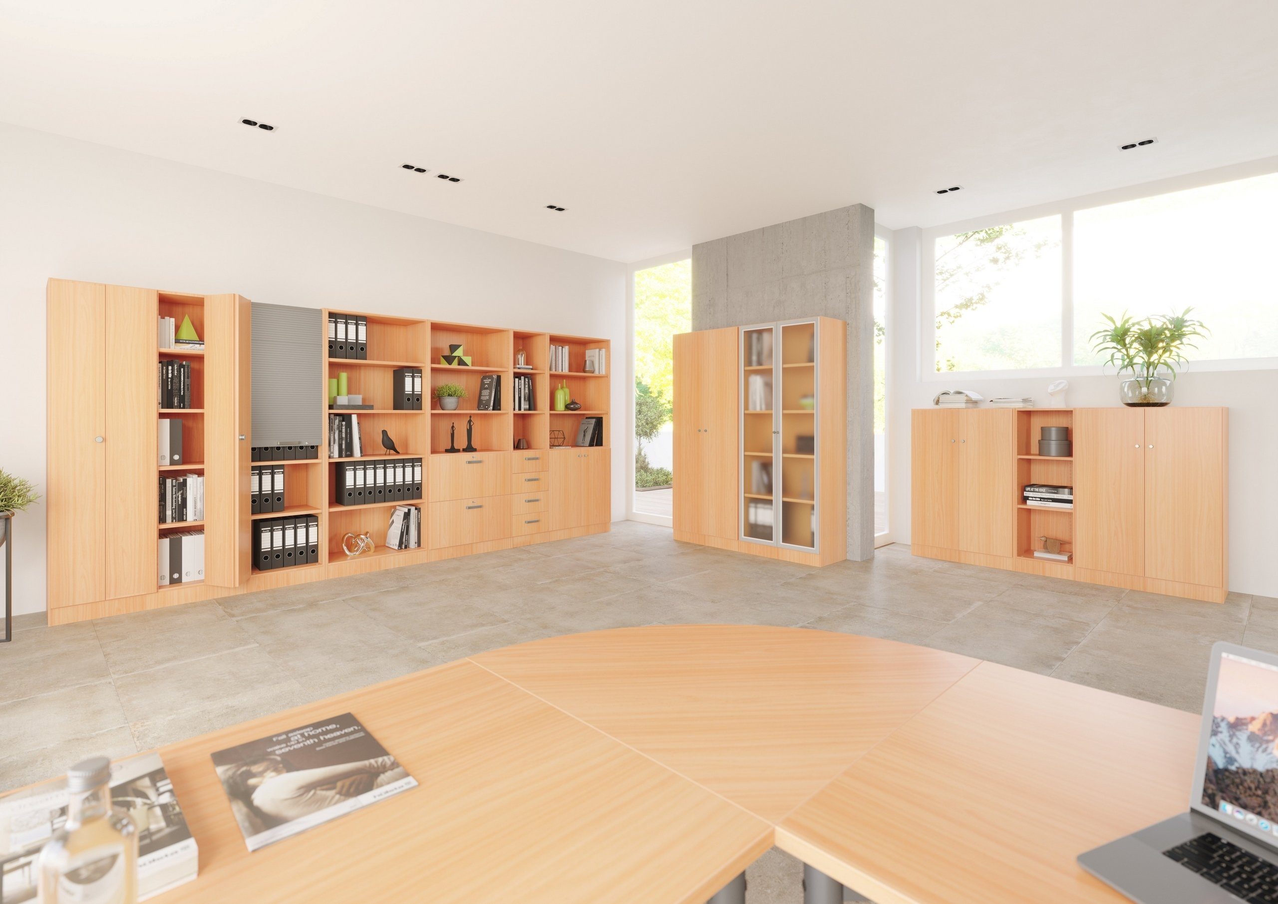 bümö Aktenregal office Regalschrank - 5 Ordnerhöhen, Dekor: Grau