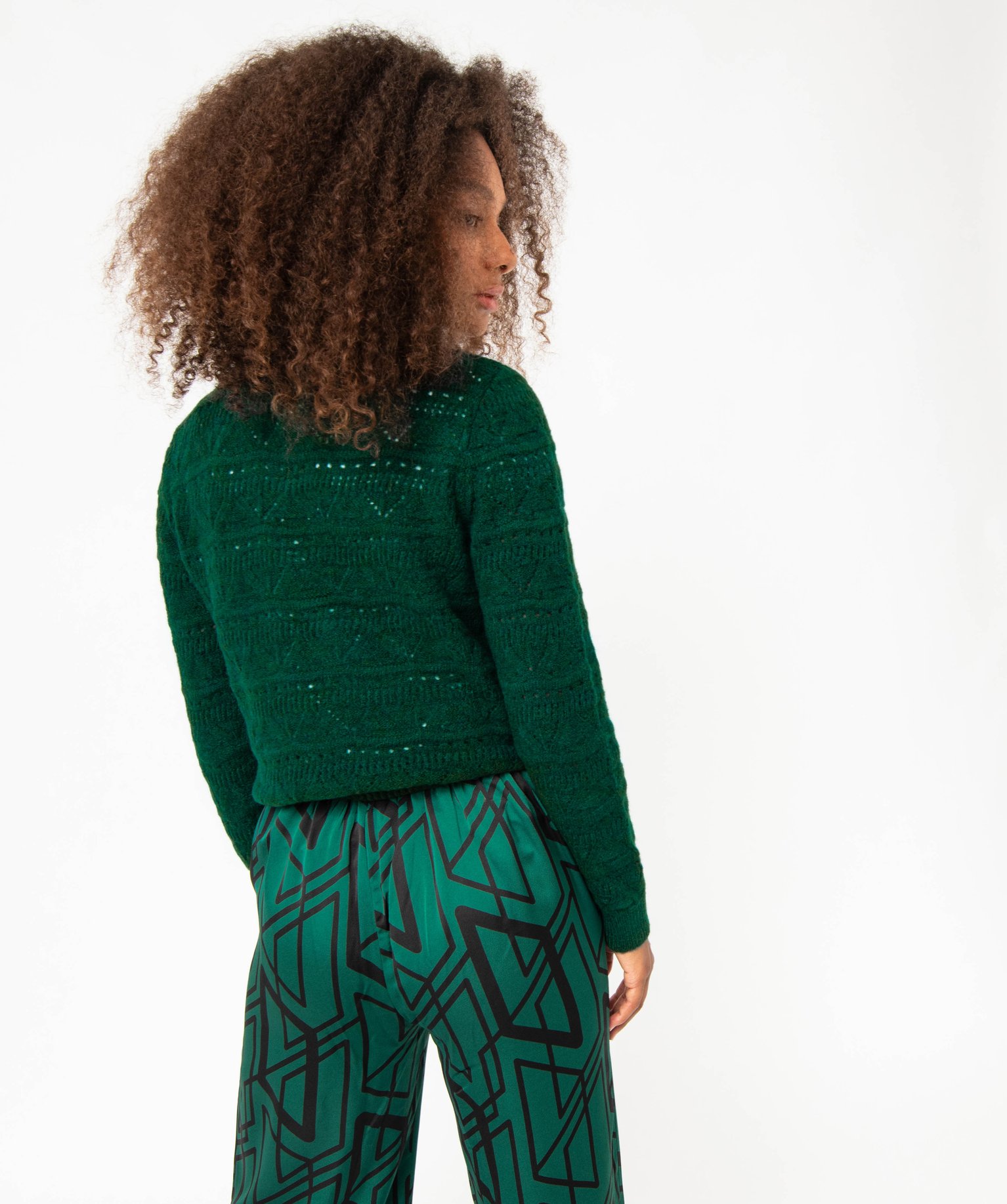 Pull en maille ajourée femme vert | GEMO