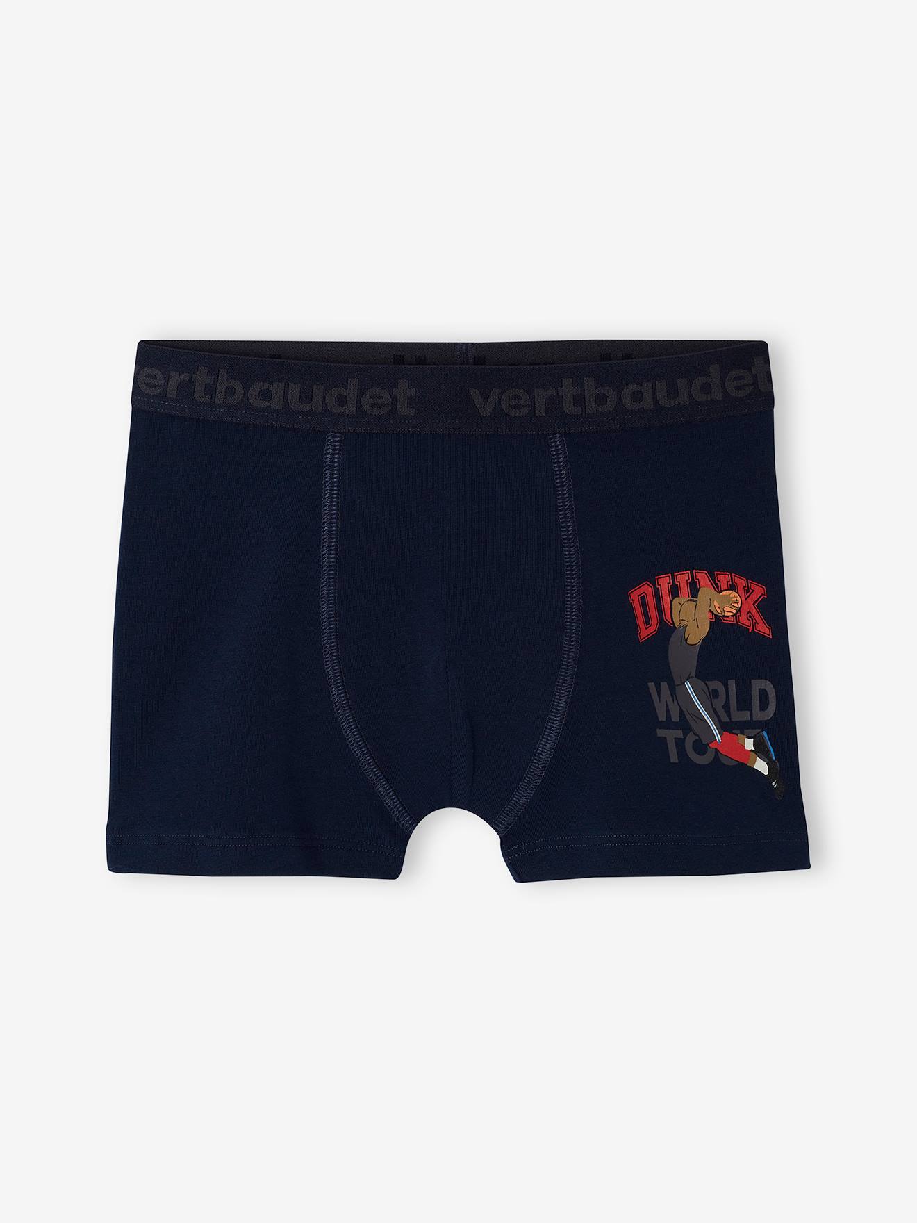 Vertbaudet 5er-Pack Jungen Boxershorts mit Bio-Baumwolle, Basketball - grau meliert