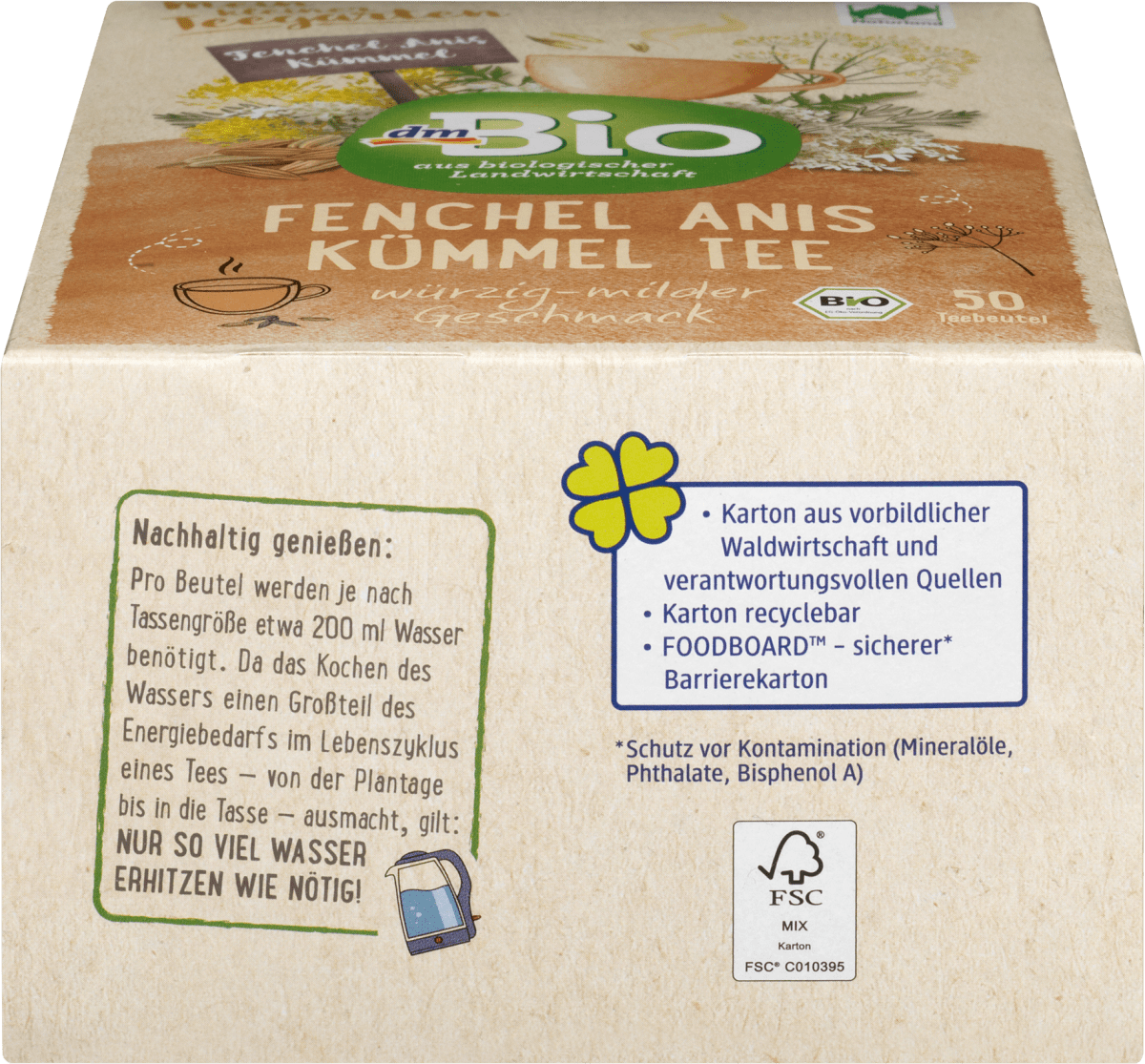 Kräutertee Fenchel, Anis, Kümmel (50 Beutel), 100g, 100 g