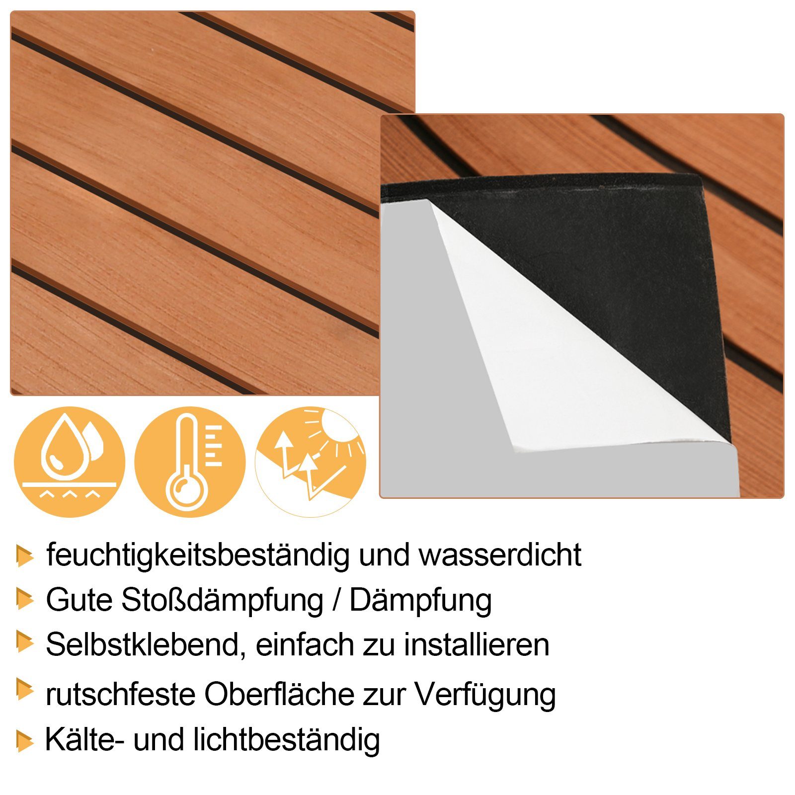 TolleTour Bodenmatte Bodenbelag Matte Marine Teak EVA Schaum Deck Teppich Yacht 240x60/90cm