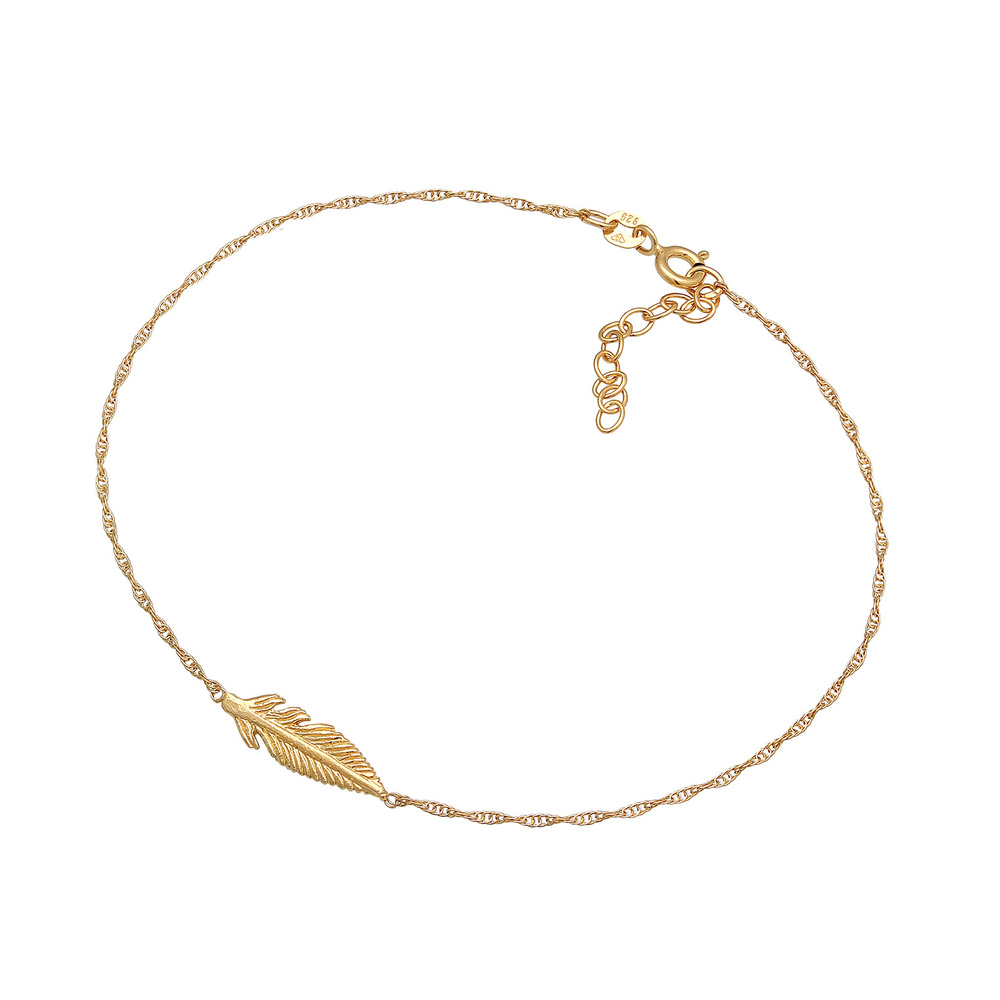 Elli Elli Bracelet de Cheville Femmes bracelet de cheville plume symbole boho en argen Bijoux