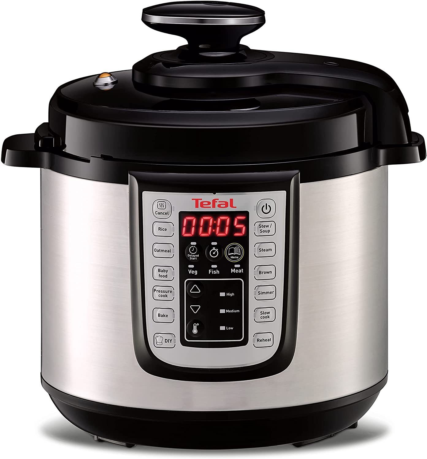 Tefal Multikocher elektrischer, 1200 W, 6,00 l Schüssel, Tefal Multikocher CY505Er, elektrischer Schnellkochtopf, 6 l Schüssel