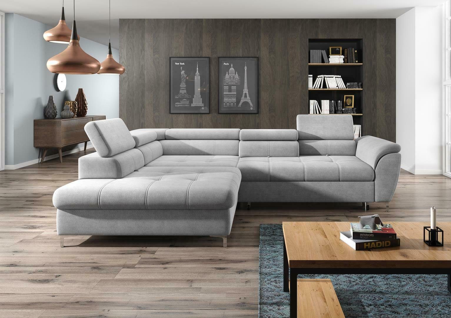 JVmoebel Ecksofa, Ecksofa L-Form Sofa Design Polster Modern Textil Bettkasten