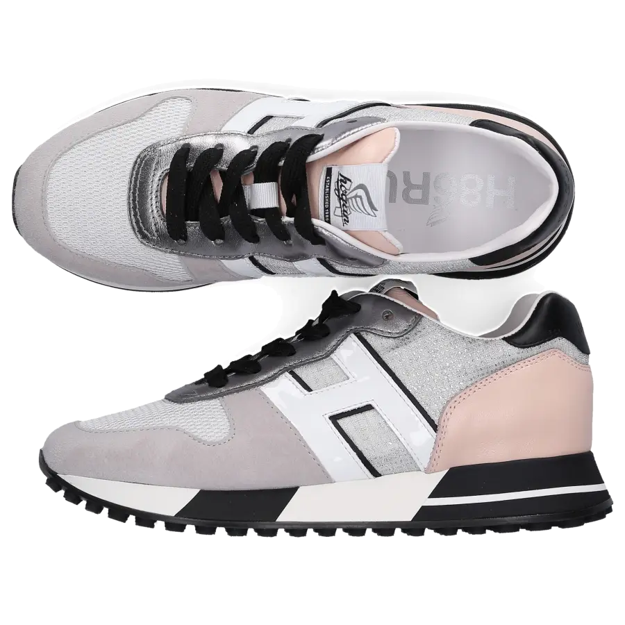 Hogan - Sneaker low H383 Kalbsleder Veloursleder Logo grau - grau