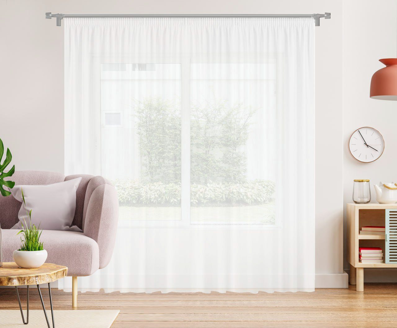 Gardine Weiße,halbtransparente Vorhänge mit Kräuselband und Bleibandabschluss, GARDINESTAN JUNG CFO GmbH, Faltenband, transparent, Store, gardinen stores, %100 polyester, Weiß Transparent